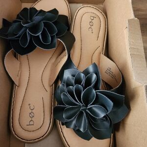 New b.o.c. Kasia Black Floral Slide Sandals Women’s Size 11 | Comfort Cushioned
